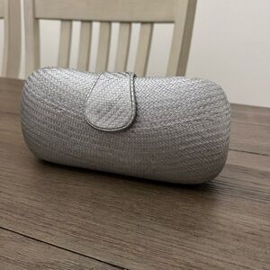 Barney’s New York Silver Woven Clutch